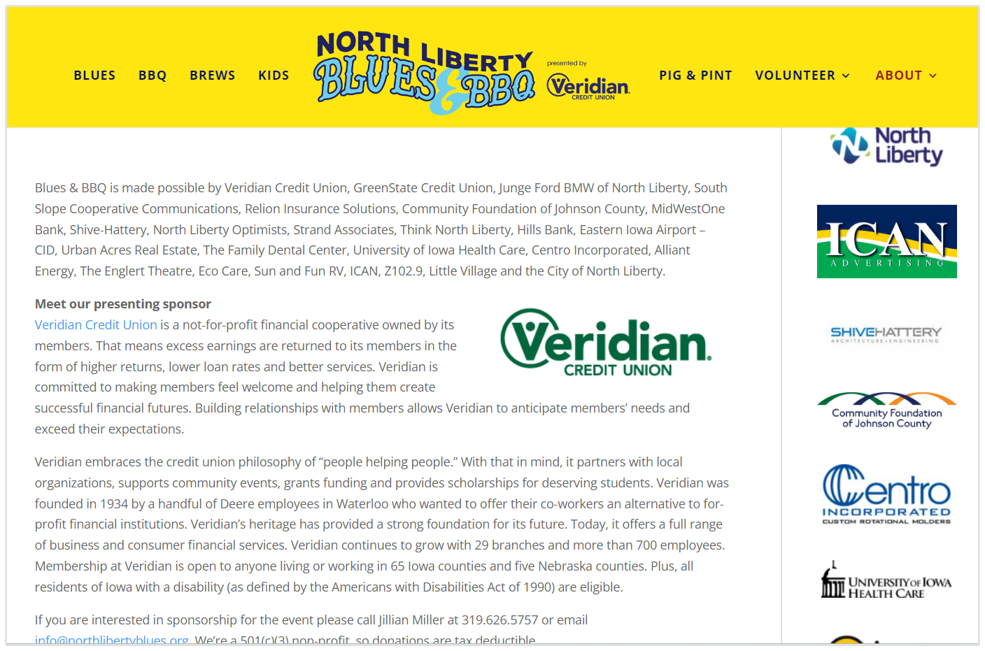 Página de patrocinadores de North Liberty Blue